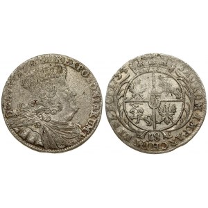 Poland 18 Groszy 1754 EC August III(1733–1763). Obverse: Large; crowned bust right. Obverse Legend...