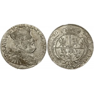 Poland 18 Groszy 1756 EC August III(1733-1763). Obverse: Large; crowned bust right. Obverse Legend...