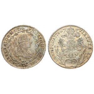 Austria 20 Kreuzer 1778B SK-PD Joseph II(1765-1780). Obverse: Bust right as joint ruler; lion face on shoulder...