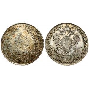 Austria 20 Kreuzer 1809A Franz I (1792-1835). Obverse: Laureate head right within wreath. Reverse...