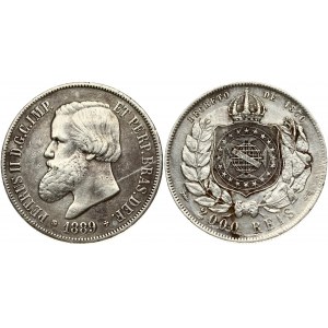 Brazil 2000 Reis 1889 Pedro II (1831-1889)Obverse: Without LUSTER F. Reverse: Crowned arms within wreath...