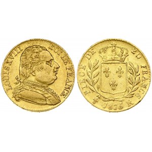 France 20 Francs 1815 R Louis XVIII(1814-1824). Obverse: Uniformed bust right. Obverse Legend...