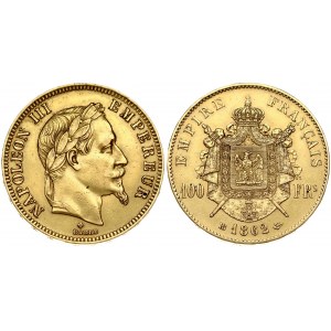 France 100 Francs 1862BB Napoleon III(1852-1870). Obverse: Laureate head right. Obverse Legend: NAPOLEON III EMPEREUR...