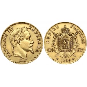 France 100 Francs 1869BB Napoleon III(1852-1870). Obverse: Laureate head right. Obverse Legend: NAPOLEON III EMPEREUR...