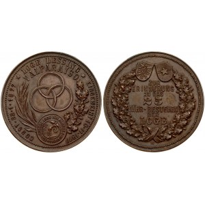 Germany Medal 1877 3 Rings 'Lesingn Valparaiso' Lodge 25 Year Anniversary. Bronze. Weight approx: 13.99g. Diameter...