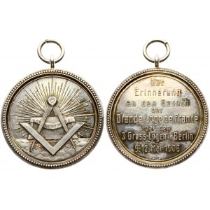 Germany Commemorative Medal (1908) French Masters visit to Berlin Lodge. Silver. Weight approx: 29.10g. Diameter...