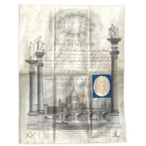 Great Britain Masonic Honors are found on Parchment 1811. London. (These are to certify...