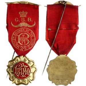 Great Britain Medal Masonic Lodge PRIMO (20th century). With ribbon.Bronze. Weight approx: 15.93 g. Diameter: 37x31mm...