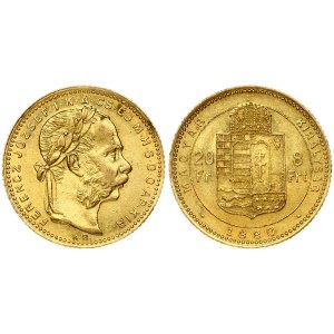 Hungary 8 Forint 20 Francs 1880 KB Franz Joseph I(1848-1916). Obverse: Laureate head; right. Reverse...