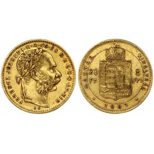 Hungary 8 Forint 20 Francs 1883KB Franz Joseph I(1848-1916). Obverse: Laureate head; right. Reverse...