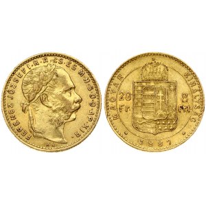 Hungary 8 Forint 20 Francs 1887 KB Franz Joseph I(1848-1916). Obverse: Laureate head; right. Reverse...