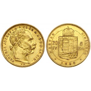 Hungary 8 Forint 20 Francs 1888KB Franz Joseph I(1848-1916). Obverse: Laureate head; right. Reverse...