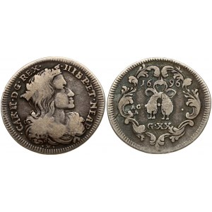 Italy Naples 1 Tari 1696 Charles V (1665-1700). Obverse: Crowned and draped bust to right. Lettering...