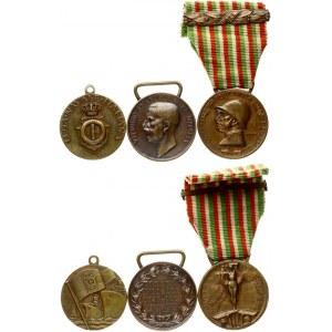 Italy Awards Medal (1915-1942). Italian-Austrian Campaign Medal (1915-1918) & Medal For Italian Unification (1848-1918)...