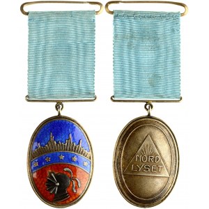 Norway Masonic Award (20th century) Nord Lyset; with blue ribbon. Silver gilding. Enamel. Weight approx: 13.94g...