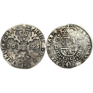 Spanish Netherlands BRABANT 1/4 Patagon 1645 Antwerp. Philip IV(1621-1665). Obverse...