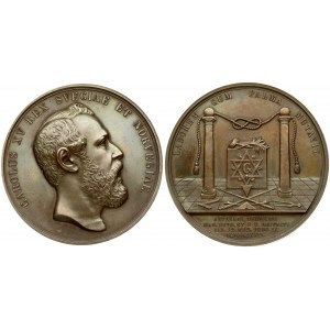 Sweden - Norwegian Medal 1872 Masonic Lodge 'G'.  With portrait of the king. Bronze. Weight approx: 63.51g. Diameter...