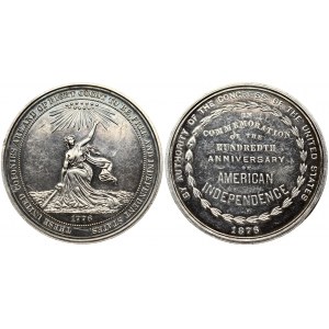 USA Medal 1876 Centennial Exposition. Obverse: Genius of American Independence; rising from recumbent position...