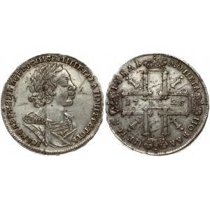 Russia 1 Rouble 1725 Moscow. Peter I (1699-1725). Obverse: Laureate draped and cuirassed bust right. Reverse...