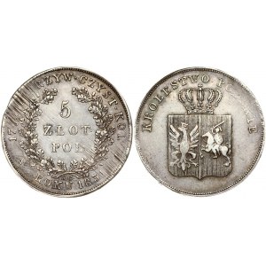 Russia 5 Zlotych 1831 KG 'Polish uprising'. Obverse: Coat of arms of the November Uprising (1830–1831)...