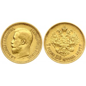 Russia 7.5 Roubles 1897 (АГ) St. Petersburg. Nicholas II (1894-1917). Obverse: Head right. Reverse...