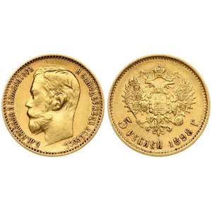 Russia 5 Roubles 1898 (АГ) St. Petersburg. Nicholas II (1894-1917). Obverse: Head right. Reverse...