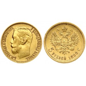 Russia 5 Roubles 1898 (АГ) St. Petersburg. Nicholas II (1894-1917). Obverse: Head right. Reverse...