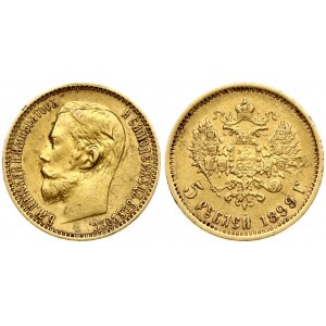 Russia 5 Roubles 1899 (ФЗ) St. Petersburg. Nicholas II (1894-1917). Obverse: Head right. Reverse...