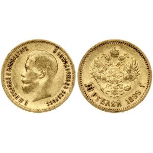 Russia 10 Roubles 1899 (ЭБ) St. Petersburg. Nicholas II (1894-1917). Obverse: Head right. Reverse...