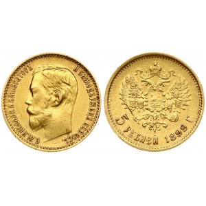 Russia 5 Roubles 1899 (ФЗ) St. Petersburg. Nicholas II (1894-1917). Obverse: Head right. Reverse...