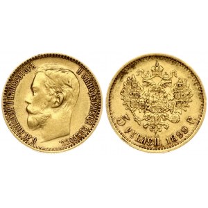 Russia 5 Roubles 1899 (ФЗ) St. Petersburg. Nicholas II (1894-1917). Obverse: Head right. Reverse...