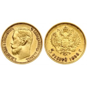 Russia 5 Roubles 1899 (ФЗ) St. Petersburg. Nicholas II (1894-1917). Obverse: Head right. Reverse...