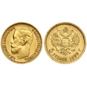 Russia 5 Roubles 1899 (ФЗ) St. Petersburg. Nicholas II (1894-1917). Obverse: Head right. Reverse...