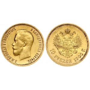 Russia 10 Roubles 1900 (ФЗ) St. Petersburg. Nicholas II (1894-1917). Obverse: Head right. Reverse...