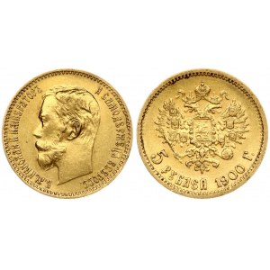 Russia 5 Roubles 1900 (ФЗ) St. Petersburg. Nicholas II (1894-1917). Obverse: Head right. Reverse...