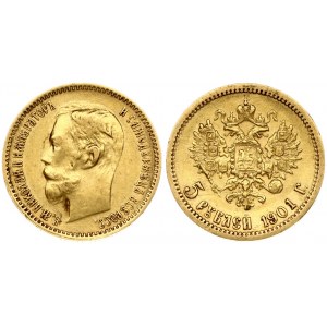 Russia 5 Roubles 1901 (ФЗ) St. Petersburg. Nicholas II (1894-1917). Obverse: Head right. Reverse...