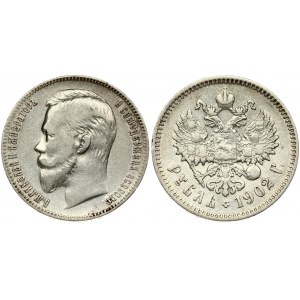 Russia 1 Rouble 1902 (AP) St. Petersburg. Nicholas II (1894-1917). Obverse: Head left. Reverse...
