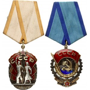 Russia USSR Order of the Badge (1973) of Honor &  Order of the Red Banner of Labor (1976)...