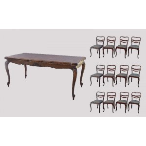 Stół z 12 krzesłami w stylu neorokokowym