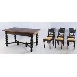 Stół z 6 krzesłami w stylu neobarokowym