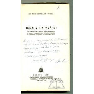 CYNAR Stanisław, Ignacy Raczyński. (Autograf).