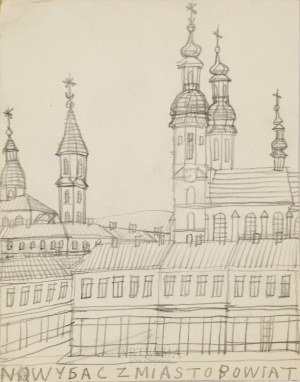 Nikifor Krynicki (1895-1968), Widok na kościół farny w Nowym Sączu