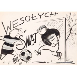 Edward Ałaszewski (1908-1983), Wesołych Świąt, projekt ilustracji satyrycznej do Przeglądu Sportowego, lata '70 XX wieku