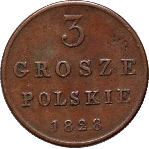 Kongress Königreich, Nikolaus I., 3 Polish grosze 1828 FH, Warschau