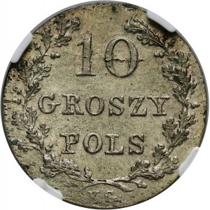 November Uprising, 10 groszy 1831 KG, Warsaw, without a dot