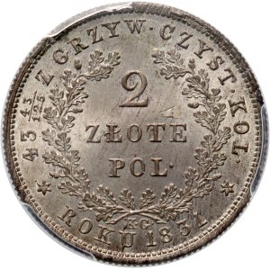 November Uprising, 2 zloty 1831 KG, Warsaw