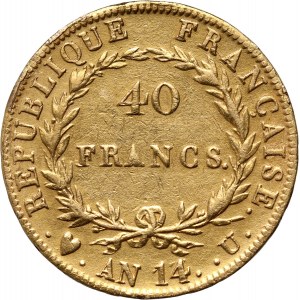 France, Napoleon I, 40 Francs AN14 U, Turin