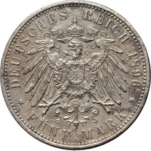 Germany, Anhalt, Friedrich I, 5 Mark 1896 A, Berlin