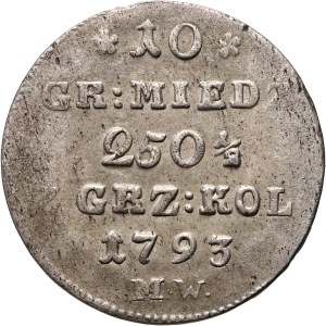 Stanislaw August Poniatowski, 10 copper pennies 1793 MW, Warsaw
