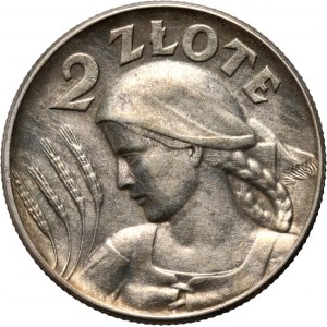 II RP, 2 złote 1925 bez kropki, Filadelfia, Żniwiarka